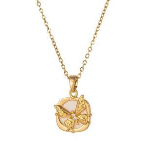 Aurelia Mariposa Butterfly Necklace | 18K Gold Plated, CZ Accent & MOP